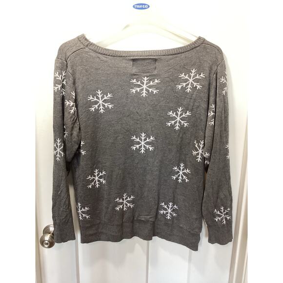 Tipsy Elves Women Sequined Snow Day Ugly Christmas Pullover Sweater Gray Size XL - Picture 8 of 12